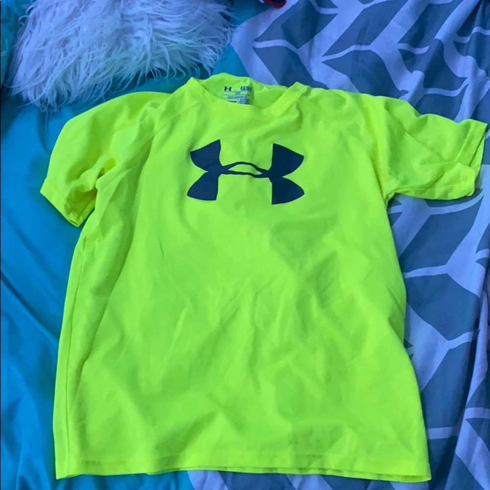 Neon yellow under armour shirt
